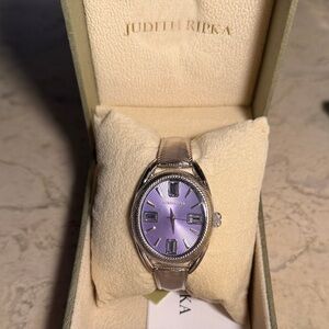 NWT Judith Ripka Marni Watch Amethyst Sunray Dial - Silver Tone Bracelet
